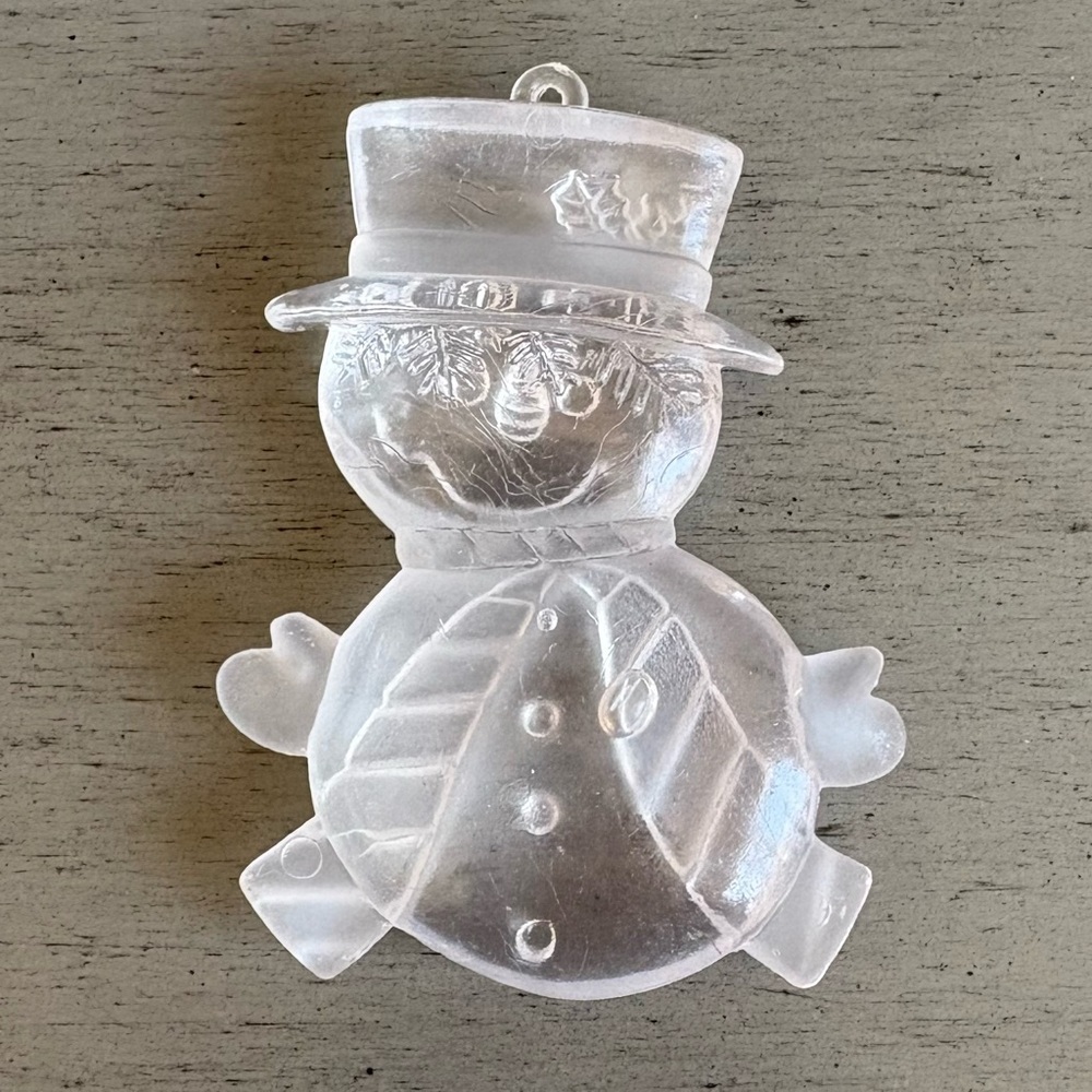 VTG Christmas Tree Ornaments Clear Frosted Plastic Angel Snowman 3 Inch Holiday - Picture 7 of 9
